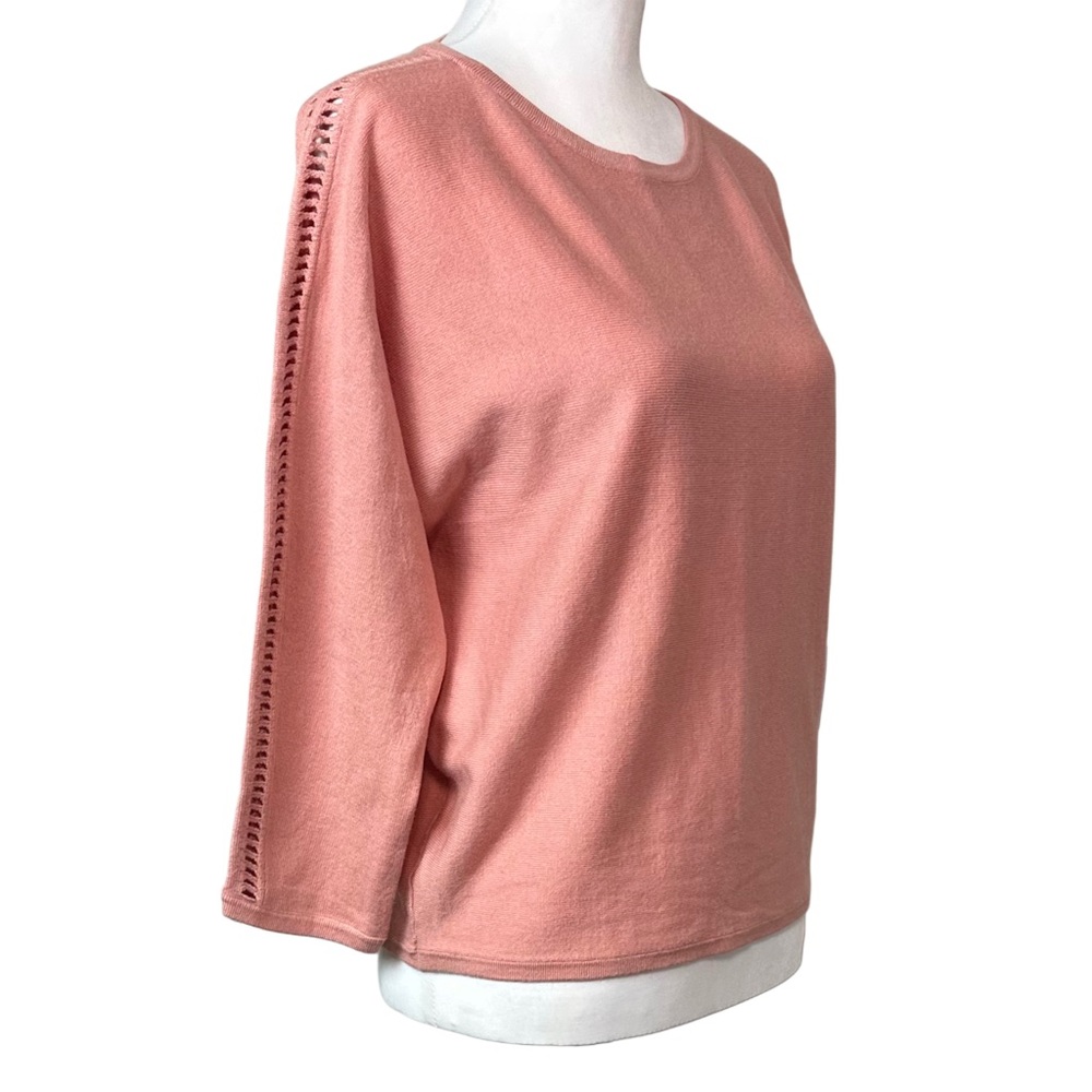 T Tahari Cut Out Dolman Sleeve Sweater Viscose Blend Nude Pink Women’s Sz S‎